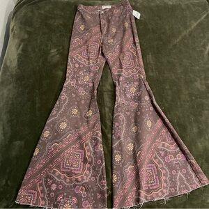 We The Free Just Float On High Rise Flare leg Chocolate Paisley